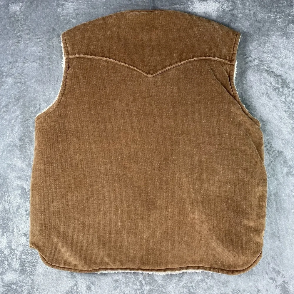 Vintage Lee Storm Rider Vest Mens Size L Brown Sherpa Lined Corduroy Made In USA